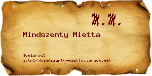 Mindszenty Mietta névjegykártya